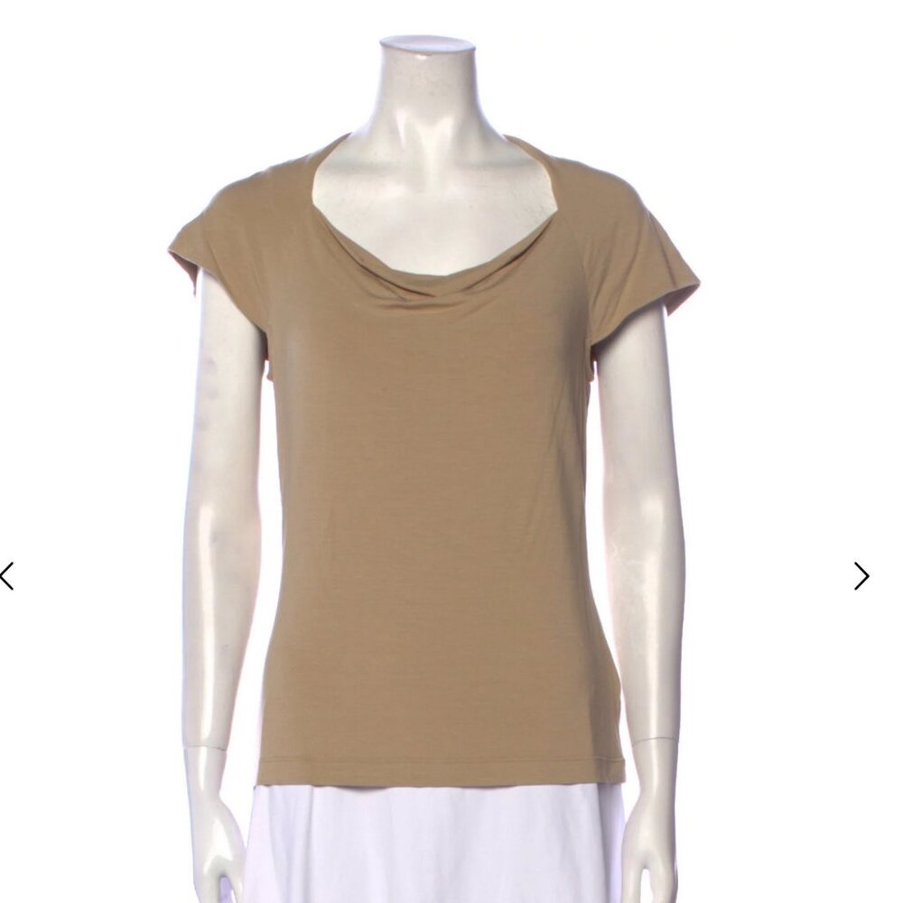 St. John Cowl Neck Short Sleeve Shirt